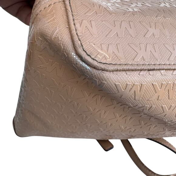 Michael Kors Signature Tan Patent Leather Double-Handle Tote Bag - Picture 13 of 16